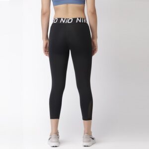 Women Black Solid NP CROP Dri-FIT Training Three-Fourth Tights - Image 3