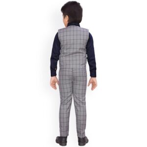 Boys Navy Blue & Grey Shirt with Trousers & Waistcoat - Image 3