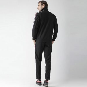 Men Black Solid Tracksuit - Image 3