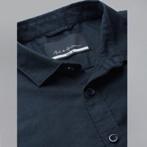 Men Navy Blue Regular Fit Solid Casual Shirt With Applique Detailing - Image 3